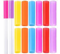 HINZIC 12 beccucci in silicone per cannucce, 1,5 cm di larghezza (diametro esterno di 8 mm), dritti, riutilizzabili, in gomma per uso alimentare, flessibili, punte di ricambio per cannucce in acciaio