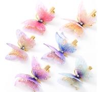 HINZIC 12 fermagli per capelli a forma di farfalla, colorati, in filo a rete, fermagli per capelli a forma di farfalla, in metallo dorato, regalo per donne (rosa)
