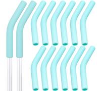 HINZIC 12 punte riutilizzabili in silicone per cannucce, larghe 1,6 cm (diametro esterno 8 mm), in gomma per uso alimentare, colore verde, flessibili, punte di ricambio per cannucce in acciaio