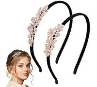 HINZIC 2 fasce per capelli in cristallo con fiori di perle per donne decalcomanie per capelli