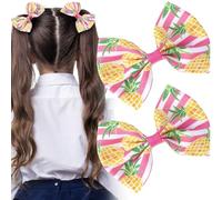 HINZIC 2 fermagli per capelli con fiocco rosa giallo ananas clip a scatto per Natale, estate, spiaggia, San Valentino, matrimoni, celebrazioni, frutta, accessori per capelli per donne Rapunzel
