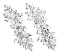 HINZIC 2 fermagli per capelli con perle e strass, fermagli per capelli da sposa con cristalli argentati, scintillanti accessori decorativi per sposa, ballo di fine anno, fidanzamento, accessori