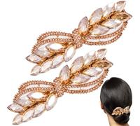 HINZIC 2 fermagli per capelli in cristallo oro strass clip per capelli da sposa fermagli decorativi per capelli francesi accessori per capelli dorati per donne ragazze sposa