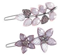 HINZIC 2 fermagli per capelli vintage con strass a forma di fiore marrone con cristalli, piccole mollette decorative per matrimoni, accessori per donne e ragazze