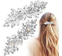 HINZIC 2 pezzi fermagli per capelli con strass, fermagli per capelli con perle di cristallo, forcine francesi in lega di metallo, accessori da sp