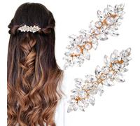 HINZIC 2 pezzi fermagli per capelli con strass, mollette per capelli con perle di cristallo scintillanti, fermagli per capelli fantasia, matrimon