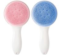 HINZIC 2 spugne esfolianti manuali in silicone con manico, esfoliante per il viso morbido e delicato sulla pelle, spazzola impermeabile per la pulizia del viso, per punti neri, punti bianchi,