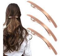 HINZIC 3 fermagli per capelli da donna, color oro rosa, con superficie liscia in metallo, 10,2 cm, fermagli francesi a molla, fermagli a molla, forcine per capelli da sposa, per ragazze, sottili,