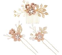 HINZIC 3 forcine per capelli da donna, con nappe e fiori, antiscivolo, con perle, accessori per capelli lunghi, stile retrò cinese, Hanfu, per spose, capelli lunghi, rosa