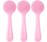 HINZIC 3 spugne esfolianti manuali in silicone, esfolianti per il viso, impermeabili, delicate sulla pelle, per la rimozione di punti neri, punti bianchi, residui di trucco, rosa