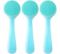 HINZIC 3 spugne esfolianti manuali in silicone per il viso, morbide, impermeabili, delicate sulla pelle, per la rimozione di punti neri, punti bianchi, residui di trucco, blu