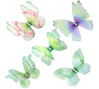 HINZIC 5 fermagli per capelli a forma di farfalla verde, in organza, con strass, per Natale, addio al nubilato, Halloween, rave, festival, concerti, accessori per capelli per donne