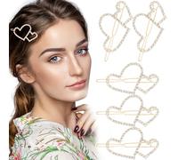 HINZIC 5 fermagli per capelli in stile bohémien con strass a forma di cuore e strass, forcine decorative per capelli, accessori per donne e ragazze, per sposa, feste, balli di fine anno, San Valentino