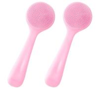 HINZIC Confezione da 2 spazzole manuali in silicone per la pulizia del viso, delicate sulla pelle, impermeabili, esfolianti, per punti neri, punti bianchi, rimozione di residui di trucco, colore rosa