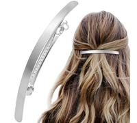 HINZIC Fermaglio per capelli da 10,2 cm, color argento, grande, in metallo, accessorio per capelli lunghi e spessi