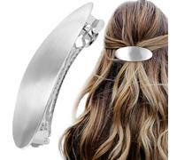 HINZIC Fermaglio per capelli ovale da 7,6 cm, in metallo, grande, vintage, argento, francese, matrimonio, ballo di fine anno, accessori per capelli da donna, lunghi e spessi