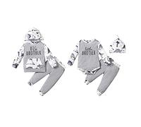 Hinzonek Bambino Bambino Bambino Dinosauro Vestito Corrispondenza Piccolo Grande Fratello Manica Lunga Pagliaccetto Con Cappuccio Top Pantaloni Cap Abbigliamento Set (12-18 mesi, Grande fratello)