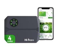 HiOazo Centralina irrigazione WiFi 4 zone, 16 programmi di irrigazione, salti meteorologici intelligenti, calcolo dell'acqua, irrigazione manuale, centralina per irrigazione giardino, HSC-400W Grigio