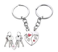 Hioip Set di 2 Sorella Portachiavi, Portachiavi Spezzati a Cuore, Set di Portachiavi, Ciondolo a Forma di Cuore, Big Sis Lil Sis Sister, Set Portachiavi per Amiche Ragazze Compleanno Souvenir