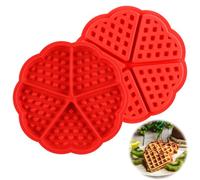 Hioip Stampi per Waffle in Silicone, Stampo Waffle Antiaderente Senza BPA con 5 Cavità Cuore per Forno Microonde Muffin Frittelle Brownies Cheesecake (Rosso)