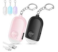 Hion Allarme personale sicuro per donne, confezione da 2 allarmi ricaricabili da 130 dB, approvato dalla polizia, con torcia LED, portachiavi autodifesa, allarme di sicurezza per attacchi di panico,