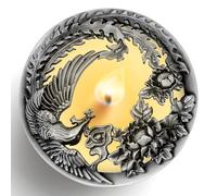 Hion Coperchio Illuma Lid per Candela Profumate, Accessorio Decorativo in Metallo Elegante con Incisioni Aiuta la Combustione Uniforme, Regalo Perfetto per Donna e Casa (Fenice Argento)