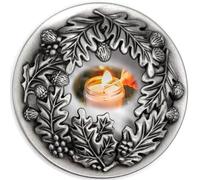 Hion Coperchio Illuma Lid per Candela Profumate, Accessorio Decorativo in Metallo Elegante con Incisioni Aiuta la Combustione Uniforme, Regalo Perfetto per Donna e Casa (FruttoSacro Argento)