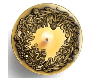 Hion Coperchio Illuma Lid per Candela Profumate, Accessorio Decorativo in Metallo Elegante con Incisioni Aiuta la Combustione Uniforme, Regalo Perfetto per Donna e Casa (FruttoSacro Dorato)