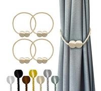 Hion Fermaporta magnetici per tende, colore beige, confezione da 4, fermatenda per tende, fermatenda, ganci per casa, camera da letto, ufficio, tenda spessa o sottile