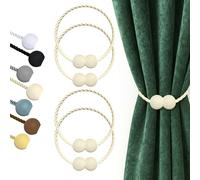 Hion Fermaporta magnetici per tende, colore beige, confezione da 4, fermatenda per tende, fermatenda, ganci per casa, camera da letto, ufficio, tenda spessa o sottile