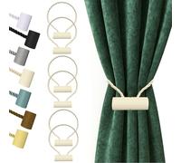 Hion, Fermatende magnetici, colore beige, 6 pezzi, fermatende con fibbie, ganci per casa, camera da letto, ufficio, tenda decorativa sottile o spessa
