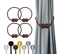 Hion, Fermatende magnetici, colore marrone scuro, 4 pezzi, fermatende con fibbie, ganci per casa, camera da letto, ufficio, tenda decorativa sottile o spessa