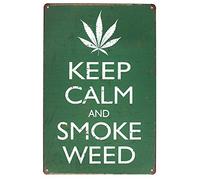 Hioni Keep Calm and Smoke Weed Vintage Targa in Metallo Poster da Parete Decorazione Targa