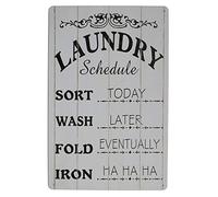 Hioni Laundry Schedule, Targa in metallo con targa vintage per la casa