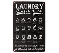 Hioni Laundry Symbols Guide, Targa in metallo con scritta in lingua inglese "Laundry Symbols Guide", decorazione