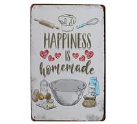 Hioni Targa da parete in metallo, stile vintage, con scritta in inglese "Funny Saying Happiness is Homemade