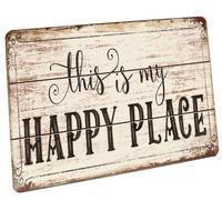 Hioni Targa in metallo con scritta "This is My Happy Place", in stile vintage