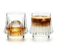 Hioph Confezione da 2 bicchieri impilabili a forma di vulcano, bicchieri da whisky testurizzati da 158,8 g, per caffè e cocktail, base pesante, bicchieri in vetro di cristallo per espresso, vecchio