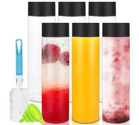 Hioph Confezione da 6 bottiglie di plastica PET da 400 ml, bottiglie di plastica con coperchio nero, bottiglie riutilizzabili per frullati, per succhi, limonata, latte e altre bevande (382,7 g)