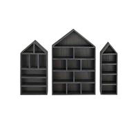 HIOPOIUYT 3Piece Pratico Legno Curios Armadietti Mensole Da Parete Per Collezionismo Display Più Dimensioni Antipolvere Ombre Scatole Decorazioni Per La Casa Espositori Mensole