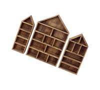 HIOPOIUYT 3Piece Pratico Legno Curios Armadietti Mensole Da Parete Per Collezionismo Display Più Dimensioni Antipolvere Ombre Scatole Decorazioni Per La Casa Espositori Mensole