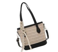 HIOPOIUYT Borsa a tracolla da donna Borsa alla moda Secchio di paglia Messaggeri semplici Borsa a tracolla di grande capacità per tutti i giorni Bella Crossbody per le donne Secchio di paglia, Nero