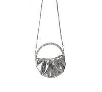 HIOPOIUYT Borsa a tracolla da donna, da sera, per feste, balli di fine anno, matrimonio, borsa a tracolla per ragazze e donne, pochette da sera, Argento