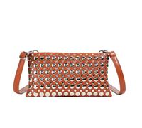 HIOPOIUYT Borsa a tracolla da donna in pelle alla moda pochette borsa a tracolla con tracolla da donna punk rivetti borsa pochette da sera da donna, Marrone, One Size