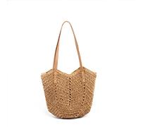 HIOPOIUYT Borsa a tracolla delicata e di grande capacità, casual, in paglia, borsa a tracolla, realizzata a mano, per fidanzate, mogli, borse a tracolla, cachi