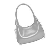 HIOPOIUYT Borsa a tracolla per le donne borsa in poliuretano pochette alla moda borse a tracolla con tracolla rimovibile per lavoro shopping viaggio borsa hoboes donna, Argento, One Size