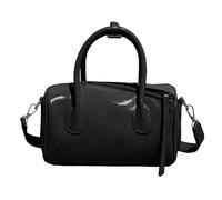 HIOPOIUYT Borsa da donna in tinta unita a tracolla alla moda con manico superiore borsa messaggeri moda per donne quotidiane a tracolla in pelle PU borsa semplice cilindrica, Nero , One Size