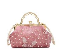HIOPOIUYT Borsa da sera da donna a forma di conchiglia accattivante con catena a tracolla staccabile Borsa a tracolla di lusso con perle decorazione elegante borsa da sera ricamata, B, One Size