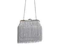 HIOPOIUYT Borsa da sera da donna, pochette da sposa, per feste, balli, matrimoni, borsa a tracolla con catena staccabile, pochette da sera, cocktail, grigio