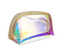 HIOPOIUYT Borsa da toeletta trasparente semplice con cerniera in TPU impermeabile per bellezza, S